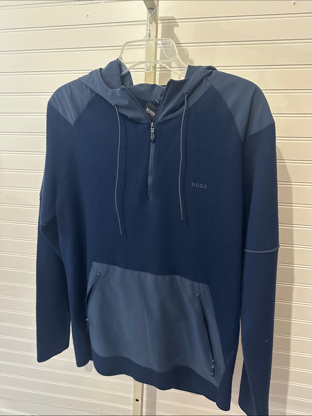 BOSS Hugo Boss Men's Navy Half-Zip Hooded Pullover M
